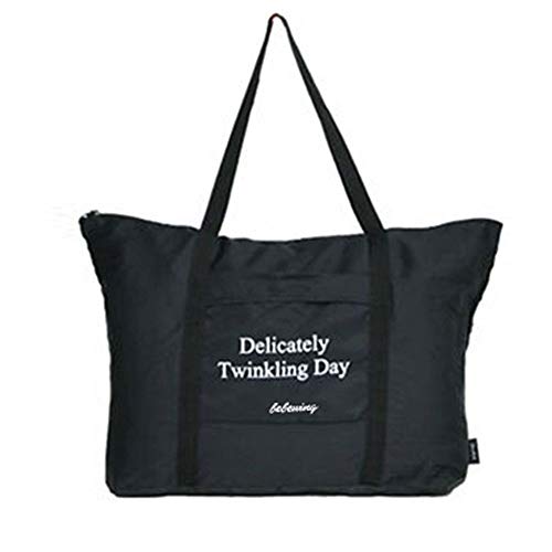 Preisvergleich Produktbild Naisicatar große Kapazitäts-Nylon Stofftasche Praktische Reißverschluss Reisetasche Multi Usage-Schulter-Strand-Tasche für Outdoor Schwarz Einfach zu bedienen