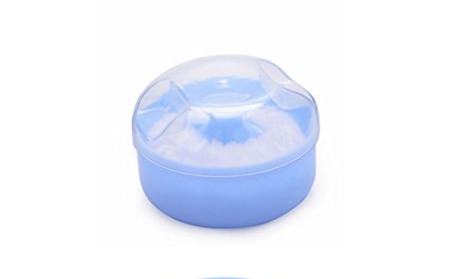 Iable Baby Soft Face Body Cosmetic Powder Puff Sponge Box Case Container Blue