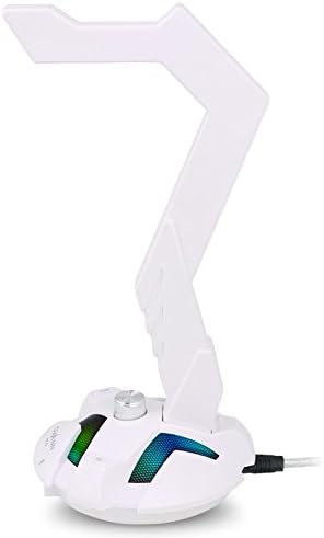 [New] Multifunctional Lighting Headset Bracket Ordinary Headset Virtual 7.1 Headset Sound Quality, RGB Cool Light Gaming Headset holder Bracket (Gift Box, White)