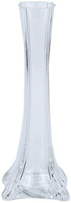 12 x 20cm Clear Glass Square Footed Eiffel Tower Lily Vases
