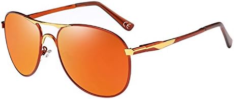 BVAGSS Men Classic Retro Polarized Metal Frame Aviator Sunglasses Driving (Brown Frame With Red Lens)