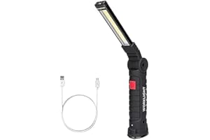 anna flowers Lampade di Ispezione USB Ricaricabile LED da Lavoro Pieghevole Torcia con Magnetica Clip e Gancio per Auto/Campeggio/Home e di Emergenza Uso(27x4.5cm)
