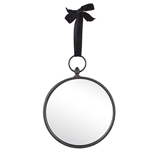 NIKKY HOME Vintage Metall Wand Spiegel Runde Hängenden Spiegel Alt-Stil Schwarz Band für Heim Zimmer Dekoration 40 cm