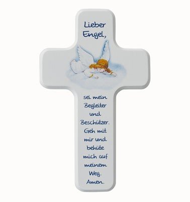 [22-N93S-WSJL] Holzkreuz Kinder-kreuz Lieber Engel 18 x 11 cm