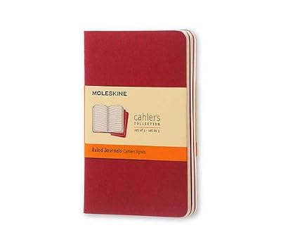 Moleskine Set de 3 cahiers lignés Format de poche Couverture souple 9 x 14 cm Rouge