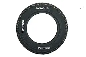 Vertigo Twister 90/100-10Tube-Less Puncher Protected Bike Tyre, Front & Back