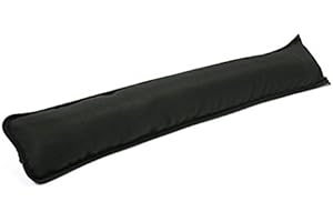 QUEENS LAND HOME Plain Fabric Draught Excluder Decorative Simple Door or Window Draft Guard, Energy Saver. (Black)