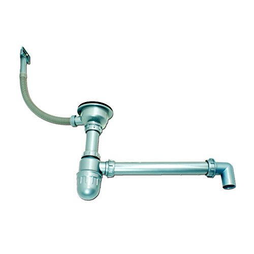 Stabilo-Sanitaer Einbauspüle aus hochwertigem Edelstahl, eckiges Spülbecken mit kleiner Abtropffläche links, Waschbecken Ablaufsieb mit integriertem Ablauf-Stopp - 9