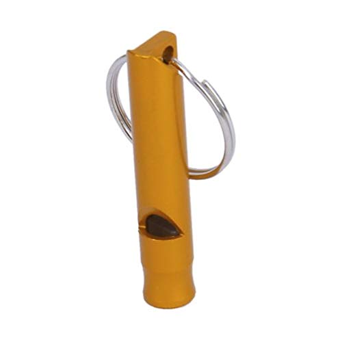 Preisvergleich Produktbild 4.6cm Aluminiumlegierung Notpfeife Überlebens-Pfeife mit Schlüsselring-Kette für Wandern Camping - Goldene