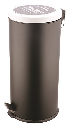 Je Cherche Une Idea KB5734 Bistrot-Pattumiera in Acciaio Inox, Colore: Nero con Bordo Ondulato, 29,4 x 61,2 x 36,79 cm, 27 L/5 L