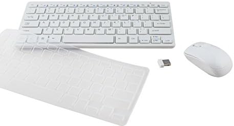 INNORI Ultra Thin Fashion White Wireless Keyboard & 2.4Ghz Wireless Optical Mouse Set for PC Laptop