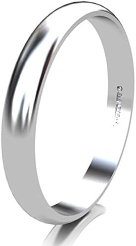 Ladies Sterling Silver Wedding Ring Band. 3mm width - Plain but Classy Ring - Product comes complete with Cushioned Ring Box (H)