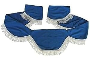 DECO ART Front windscreen curtain pelmet with white fringes Sun visor panel curtains waveform Designed to fit TGA TGX TGL TGM TGS series trucks HGV lorry BLUE