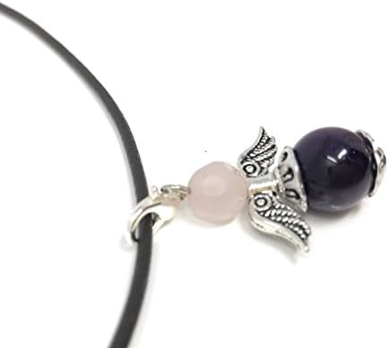 DV          Amethyst with rose quartz artificial leather band 