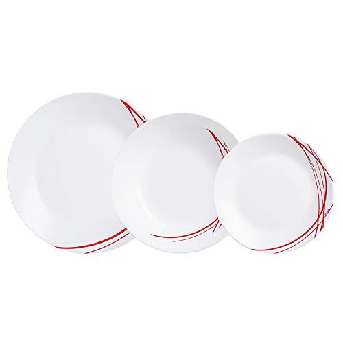 Arcopal Domitille - Servizio da tavola in vetro opale extra resistente, 18 pezzi, senza BPA, prodotto in Francia