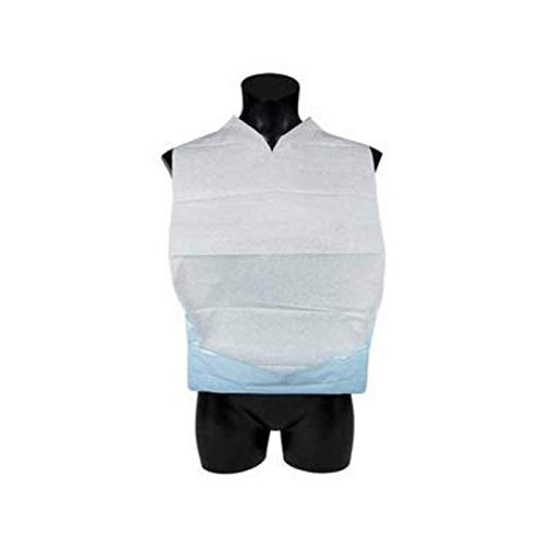 Caja de 500 Baberos desechables para adultos de papel y polietileno, indicados para proteger la ropa.