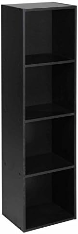 Wooden Bookcase Black 4 Shelf