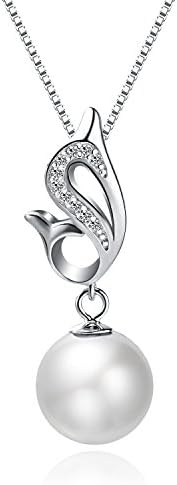 Necklace Pearl Pendant Women 925 Sterling Silver Shell Pearls Dolphin Necklace Box Chain 18inch for Ladies