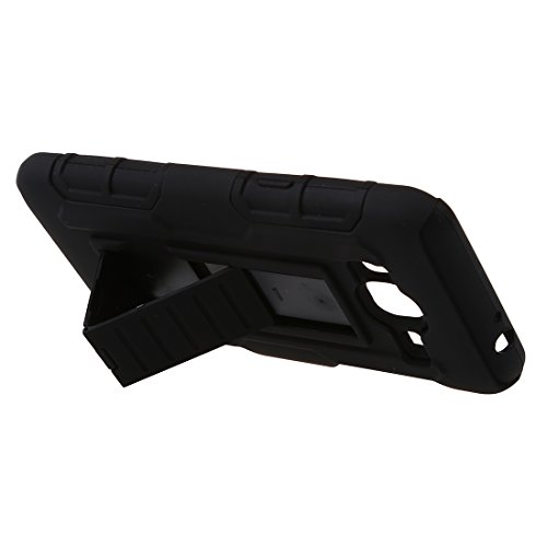 Caja del telefono celular - TOOGOO R 3 en 1 caja hibrida protectora de alto impacto   pinza de correa soporte caja de bolso de telefono para el Samsung Galaxy J3 negro
