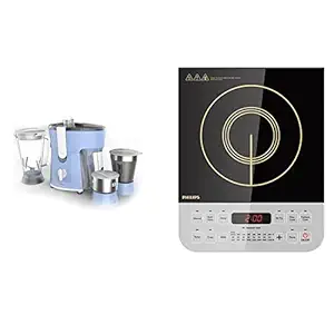 Philips Amaze HL7576/00 600-Watt Juicer Mixer Grinder + Philips Viva Collection HD4928/01 2100-Watt Induction Cooktop (Black)