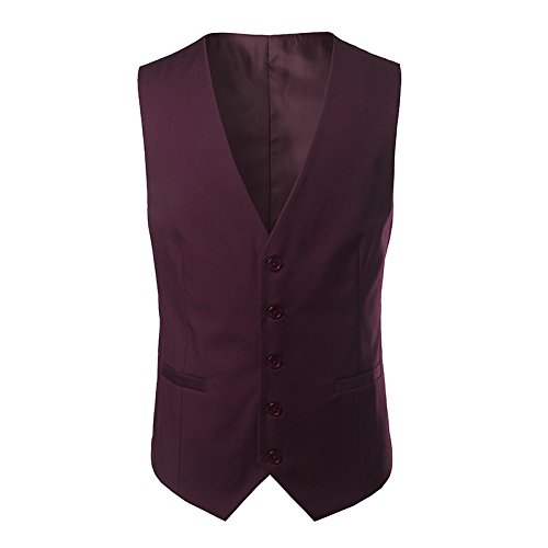 hmjnklm Tous Les Hommes de façon Occasionnelle avec Slim Costume Veste Gilet,Un Bordeaux,l