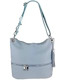 Freyday Echtleder Schultertasche in vielen Farben und verstellbarem Gurt Umhängetasche (Hellblau)