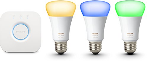 Philips Hue White and Color Ambiance - Kit de 3 bombillas LED E27 con puente (10 W, iluminación inteligente, cambian de color, compatible con Apple Homekit y Google Home)