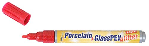 Kreul 16504 - Hobby Line Porcelain mit Glass Kuli glitter, 1 - 3 mm, rot