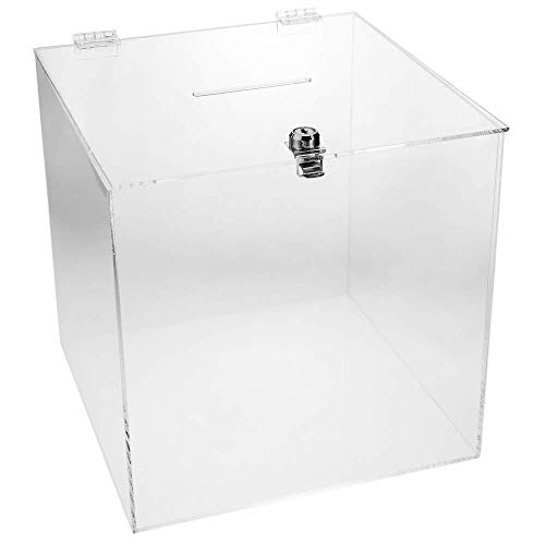 Preisvergleich Produktbild PrimeMatik - Transparente Methacrylat-Wahlurne mit Sicherheitsschlüssel 24x24x24cm