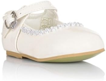KXA Stunning Girls Toddlers Party Wedding Bridesmaids Christening Shoes Buckle UK Infants Size 1-8 (UK 6, Ivory)