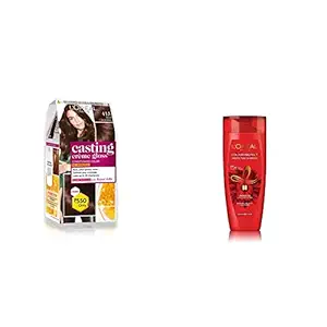 LOreal Paris Casting Creme Gloss Hair Color, Iced Chocolate 415, 87.5g+72ml And LOreal Paris Color Protect Shampoo, 360ml (With 10% Extra)