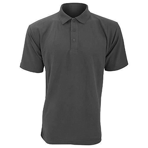 Ultimate Clothing Collection UCC - Polo Piqué de Manga Corta Modelo 50/50 Hombre Caballero (Tallas Extra Grandes hasta 5XL) - Verano/Deporte (Pequeña (S)/Carbón)
