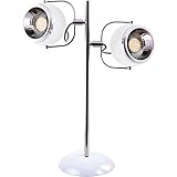 Schicke Tischleuchte für den Wohnbereich überzeugt durch moderne Lichttechnologie und ein geschliffenes, retrospektives Design mit zwei unabhängigen Strahlern