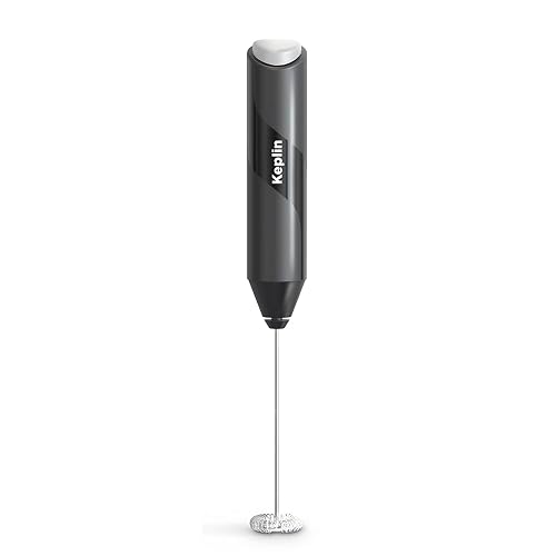 Keplin Handheld Milk Frother - Stainless Steel Electric Whisk - Portable Battery-Operated Coffee Frother for Lattes, Matcha, Protein Shakes - Ergonomic, Compact, Easy to Clean (Battery Not Included)
