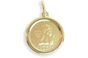 VIENNAGOLD Schutzengel Anhänger rund, echt 585 Gold 14 Karat (Art.213339/348) Gratis Express Gravur