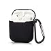 Produktbild Amazegoods Schutzhülle Apple AirPods 1-2 kompatibel [Ultra Dünn 1,4mm] unterstützt kabelloses Laden [Rutsch und Stoßfest] Silikonhülle [inkl Karabiner] Slim-Case Kratzfest [Passgenaue Form] Schwarz