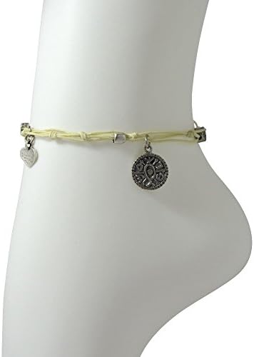 Handmade Gate Opening King Solomon Seal Charms Ankle Bracelet In Light Cream