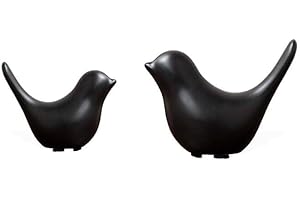 Moaobooh Pack of 2 Bird Statues, Modern Animal Sculptures, Ceramic Home Sculpture Decoration for Decoration, Ornaments, Living Room, Bedroom, Office, Desk, Cabinets (Black)