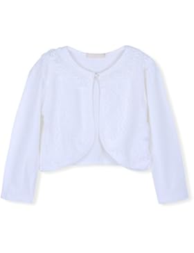 Freebily Mädchen Strickjacke Bolero Cape Kinder Lange Ärmel Schulterjacke Bolerojäckche Pullover festlich weiß...