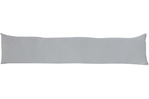 Brit Cotton Door Draft Excluder Hollow Fiber Filled-Draft Excluder for Doors Window-Draught Excluder Cushion with Plain Cover Guard-Door Stopper-Wind Air Blocker Energy Saver (Silver, Pack of 1)