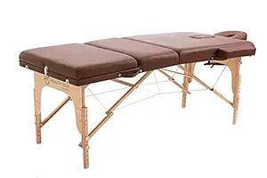 4Beauty Massage Bed 73? Professional Massage Table Folding Foldable Portable Adjustable Height with Facehole Beauty Coach Spa Facial Treatment, Black Wooden Frame 3-Section with Carry Case