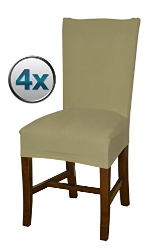 Bellboni - chair covers, fitted covers, fitted chair covers, bi-elastic, stretch, 4 Pack, cream