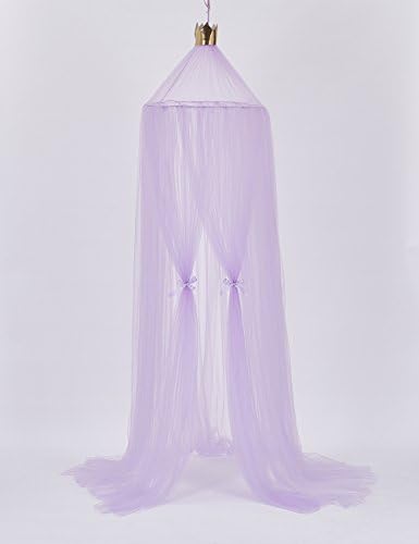 Shamdon Bed Canopy Kids Play Tent Mosquito Net, Lace Curtain Dome, No Skin Irritation Deet for Kids Baby Crib Games House, Indoor Outdoor Castle,Height 240cm / 94.9 inch (Purple)