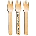 Avlash ® - Pack of 100 Wooden Disposable Fork -Biodegradable & Plastic Free Wooden Forks - Ideal for Wedding, Picnic, Party, Office Eco Friendly