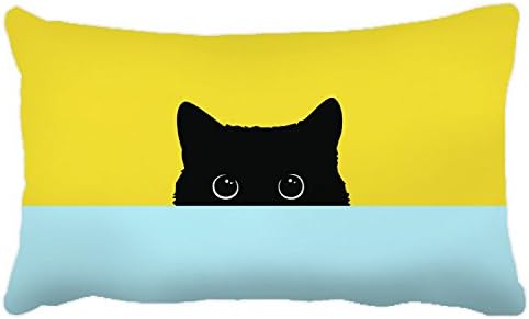 Poieloi Canvas Linen Throw Pillow Cover for Couch Funny Cat Hidden Yellow and Blue 20"x30"