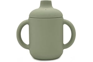 SELLA PRODUCTS Silicone Sippy Cup | 120ml | 100% Non-Toxic Food Grade Silicone | BPA and PVC Free | Double Handle | Leak Proof Lid | Baby Weaning Cup for Hot and Cold Drinks (Sliver Sage)