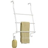 COLOCACIÓN SENCILLA: los ganchos para colgar incoporados le permiten ubicar estos accesorios de baño sobre puertas de hasta 5 cm de espesor. En pocos segundos, tendrá más espacio para colgar y guardar toallas y repasadores.