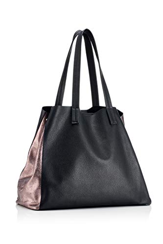 The Handbag Edit - Large Tote, Shoppers y bolsos de hombro Mujer, Negro (Black Leather/Pewter), 16x48x30 cm (W x H L)