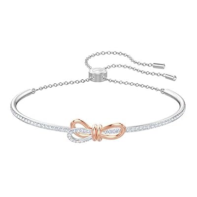 Swarovski Bracelet-jonc Swarovski Lifelong Bow, cristal blanc, finition mix de métal, pour femme