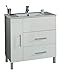 Produktbild Kesper Badmöbel 3577910683802000 Waschplatz Siena, 1 Tür, 2 Auszüge, Becken Mineralguss, 87,5 x 80 x 46,5 cm, alu/weiß